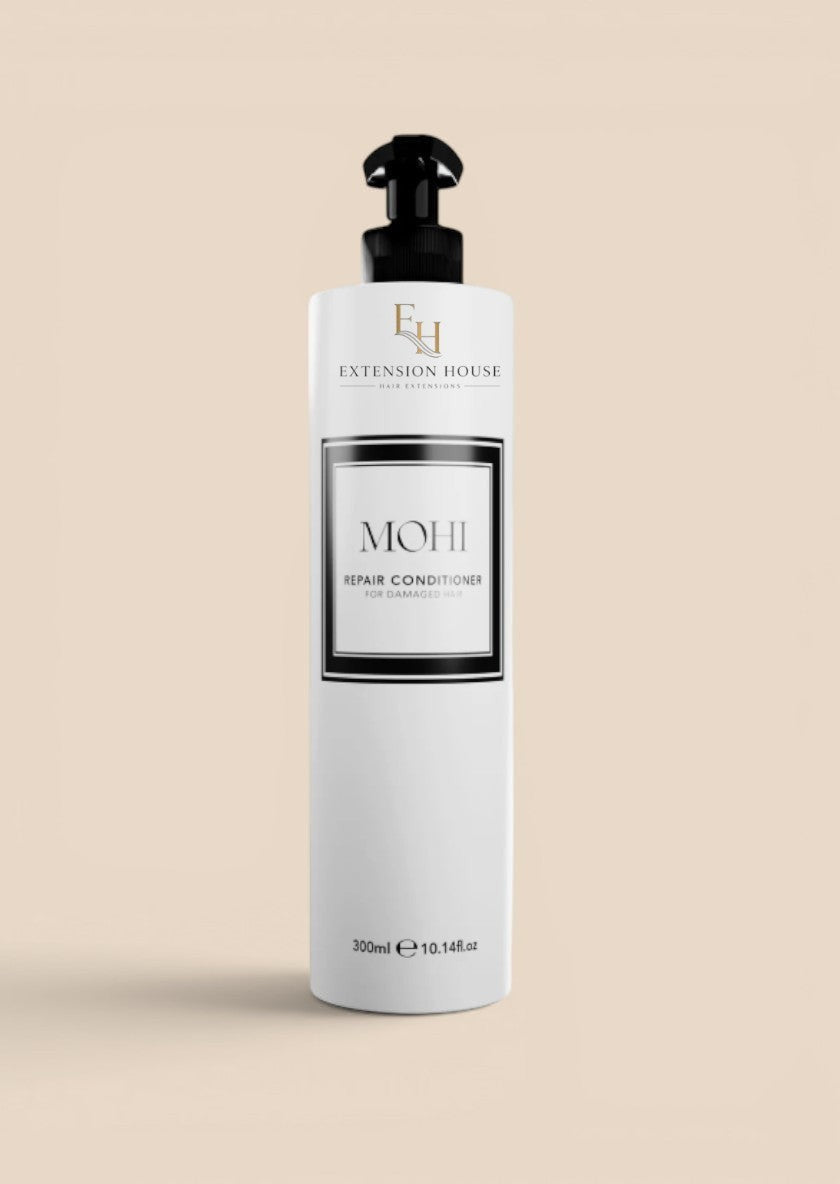 MOHI herstellende conditioner van Extension house in witte pompflacon voor intensief herstel van beschadigd haar