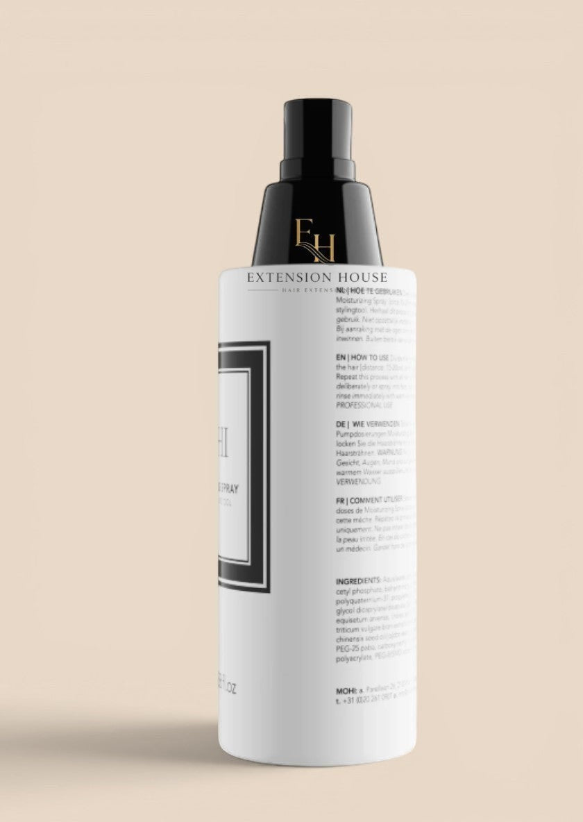 Extension house MOHI Moisturizing Spray For Styling Tools, 100ml fles met zwarte dop, beschermt haar en stylingtools tegen hitte.