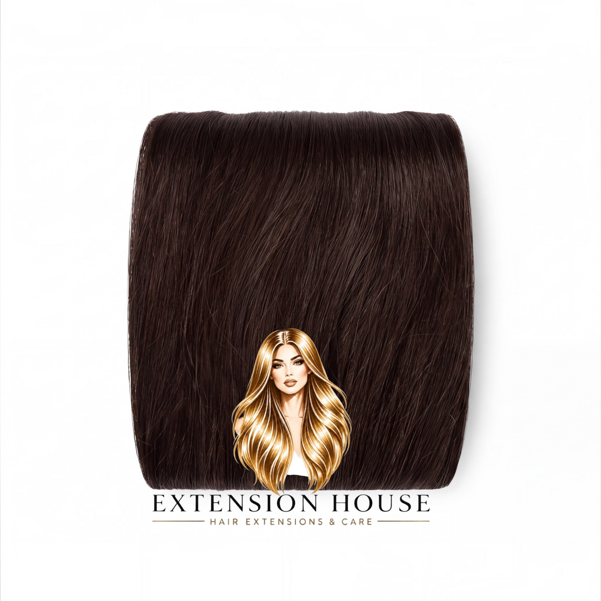 Extension house clip-in extensions van 100% human hair in de kleur donker warm bruin zwart voor extra volume en lengte