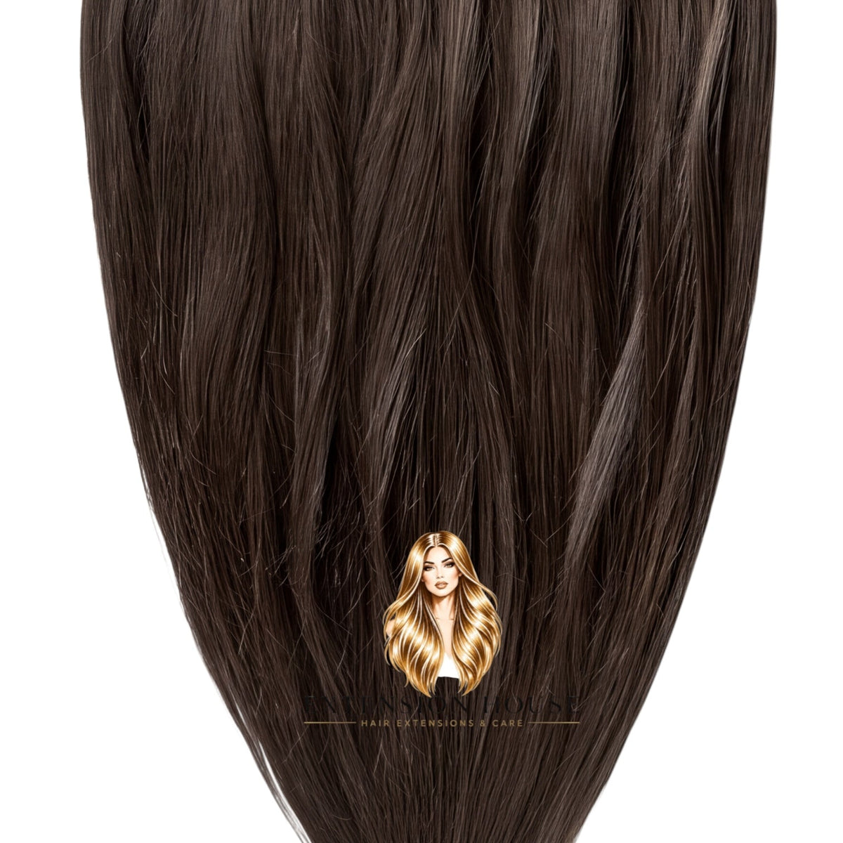 Extension house clip-in extensions in mat donkerbruin 100% human hair voor volume en lengte