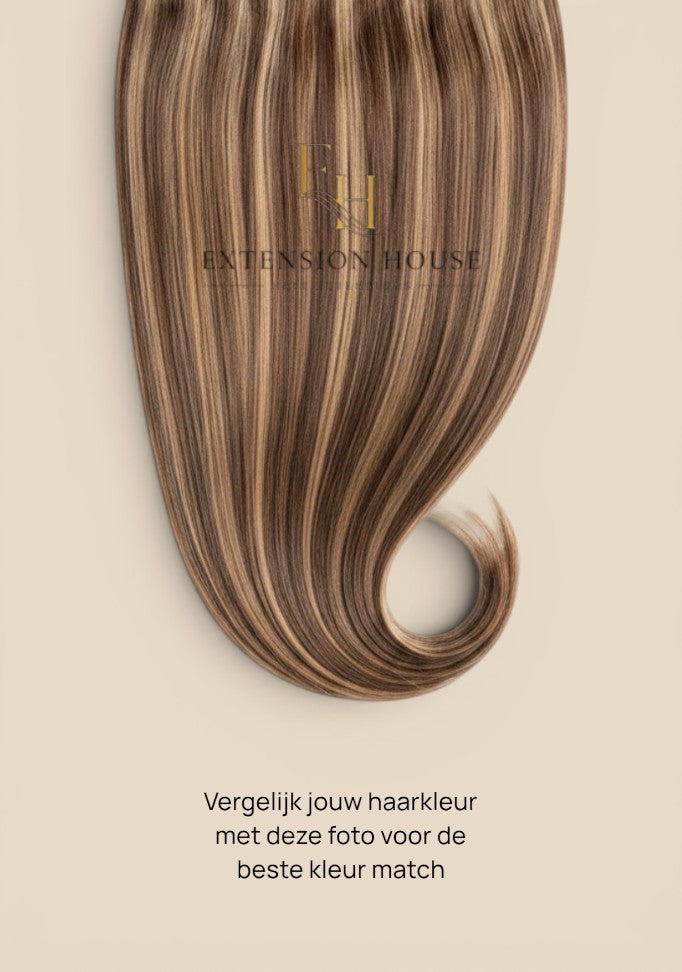 Extension house Halo Flip In extensions in chocoladebruin en honingblond 100% human hair met transparante draad