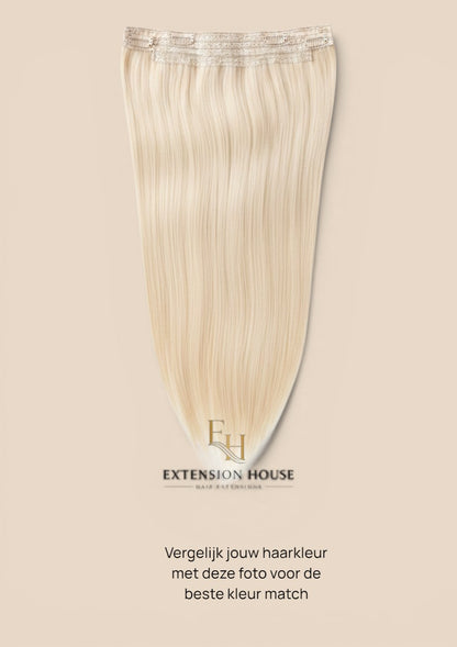 Extension house Halo Flip In Extensions in zilver-blond van 100% human hair met transparante draad en clips.