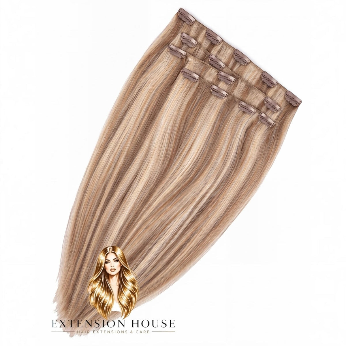 Extension house clip-in extensions in honingblond highlight kleur 24/8 gemaakt van 100% Remy human hair