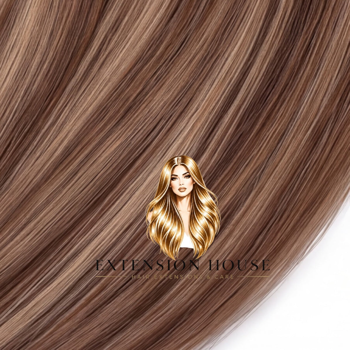 Extension house clip-in extensions in lichtbruin blond met goudblonde highlights van 100% human hair