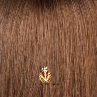 Extension house clip-in extensions in lichtbruin #4 gemaakt van 100% Remy human hair voor natuurlijk volume