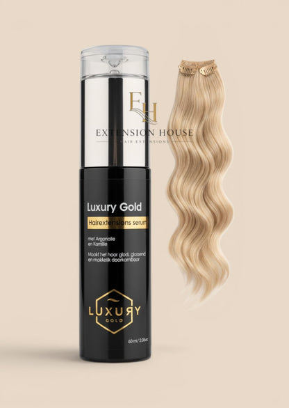 Extension house Luxury Gold hairextensions serum met arganolie en kamille voor glanzend, zacht haar in 60ml fles.