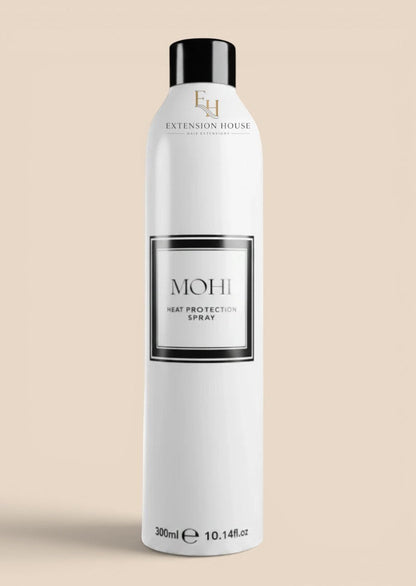 MOHI hittebeschermende spray van Extension house in een witte 300ml fles voor professionele haarverzorging.