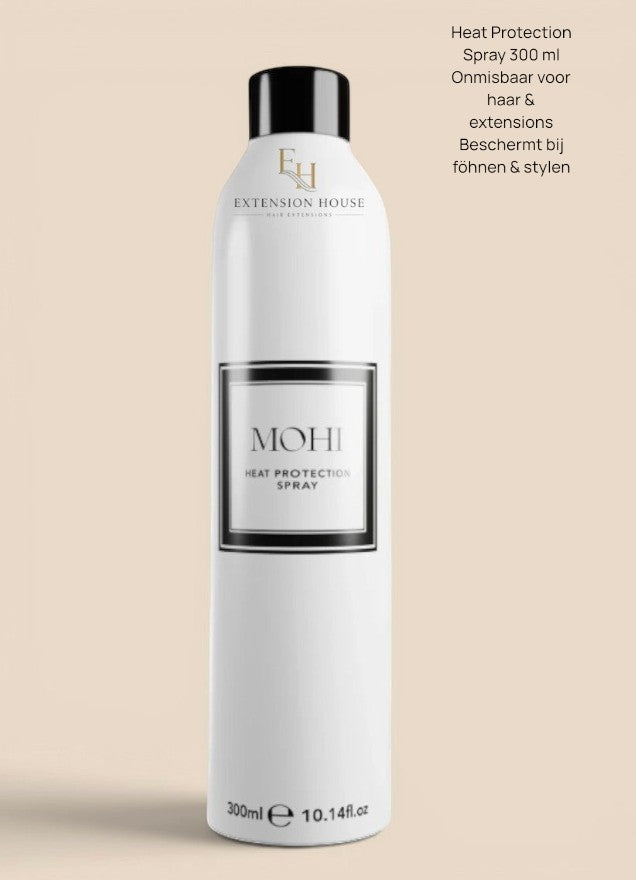 Extension house MOHI hittebeschermende spray 300ml voor haar en extensions in een witte spuitbus