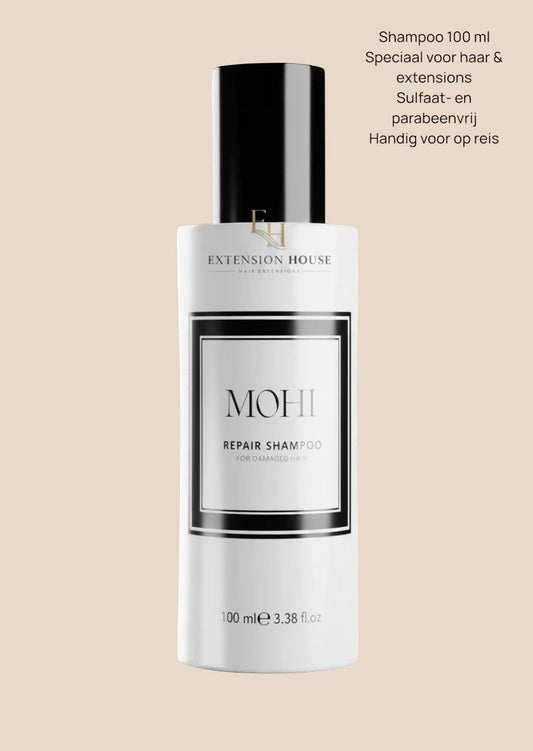 Extension House Mohi Repair Shampoo voor beschadigd haar, 100 ml. Herstellende shampoo voor haarverzorging.