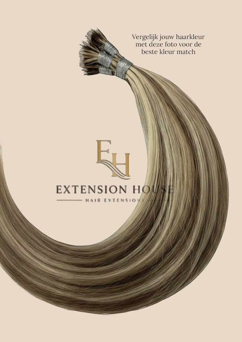 Extension House nanoring extensions in assig blonde highlight blend, met subtiele highlights voor extra dimensie.