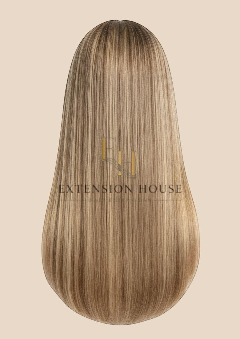 Extension house nanoring extensions #6/20 lichtbruin blonde highlight blend 100% human hair, lang en glanzend