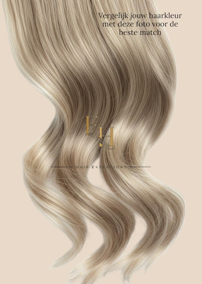 Extension House nanoring extensions van 100% echt haar in de kleur VB, met highlights voor extra volume en lengte.