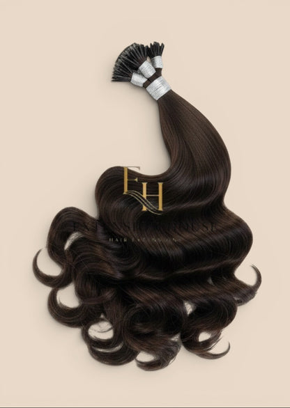 Extension House nanoring haar extensions 1A warmbruin echt haar met keratine bonding voor volume en lengte