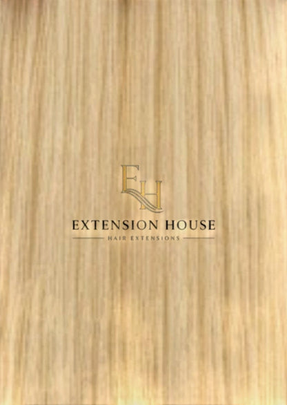 Extension House nanoring haarverlengingen in zonnig blond, gemaakt van 100% echt haar voor volume en lengte.