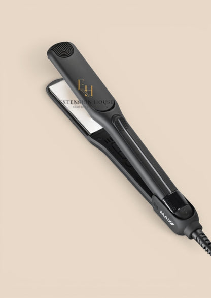 Zwarte Extension house professionele haarstijltang met titanium platen en instelbare temperatuur voor glad haar.