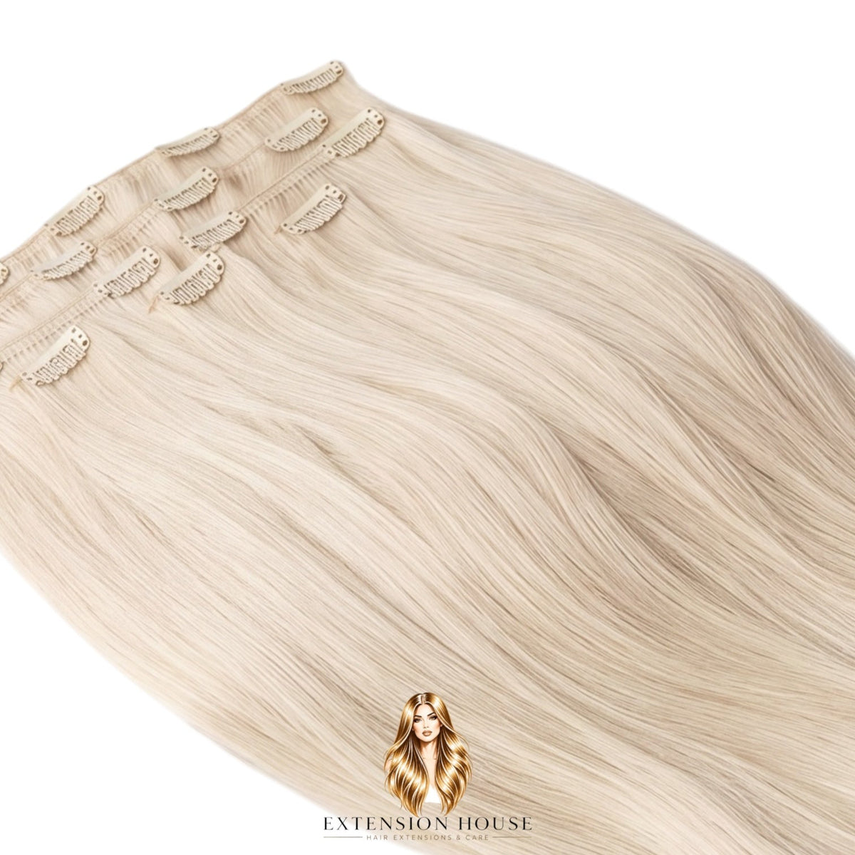 Extension house clip-in hairextensions in witblond kleur 60A gemaakt van 100% Remy human hair voor extra volume