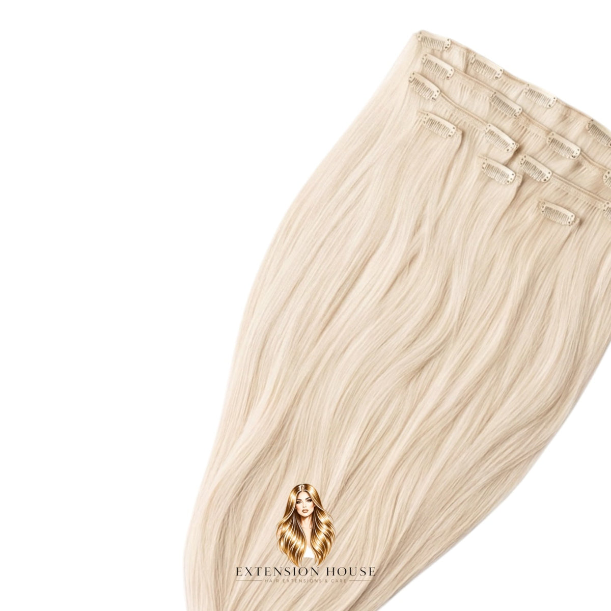 Extension house clip-in hairextensions in witblond #60A gemaakt van 100% Remy human hair voor extra volume en lengte