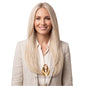 Vrouw met Extension house clip-in extensions in witblond 100% human hair voor extra lengte en volume