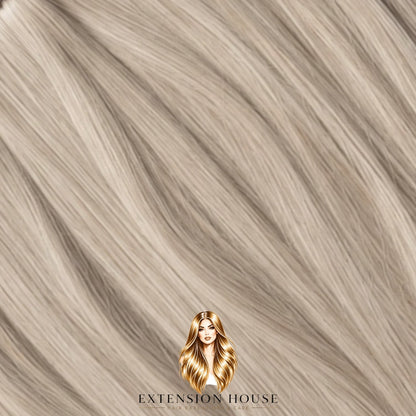 Extension house clip-in extensions in koele zilverblonde kleur gemaakt van 100% Remy human hair voor extra volume