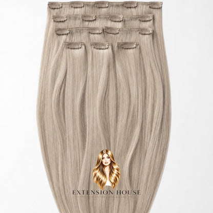 Extension house clip-in extensions in zilverblond 100% human hair voor extra volume en lengte