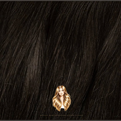 Extension house clip-in extensions in kleur 1B zwartbruin gemaakt van 100% Remy human hair voor natuurlijk volume.