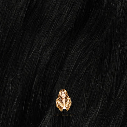 Extension house clip-in hairextensions in diepzwart gemaakt van 100% Remy human hair voor extra volume en lengte